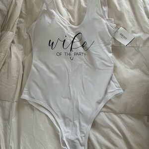 White 'Wife of the Party' One-Piece Swimsuit